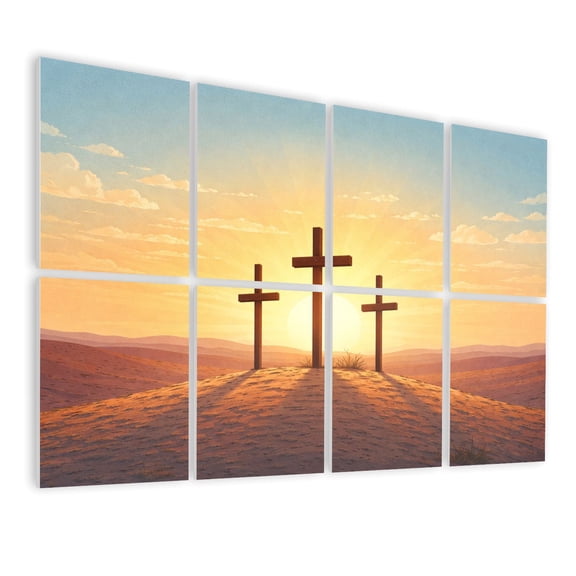 8 Pack Art Acoustic Panels Sound Absorbing Cross sunset desert Decorative Soundproof Wall Panels Self Adhesive for Nursery Game Room Bedroom 48"x32"