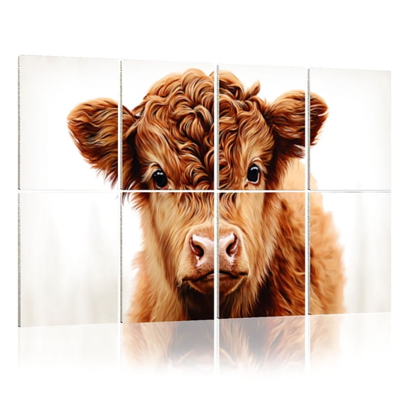 8 Pack Art Acoustic Panels Sound Absorbing Cute Brown Calf Fluffy Curly Fur Soft Realistic Farmhouse Decorative Soundproof Wall Panels Self Adhesive for Nursery Game Room Bedroom 48"x32"