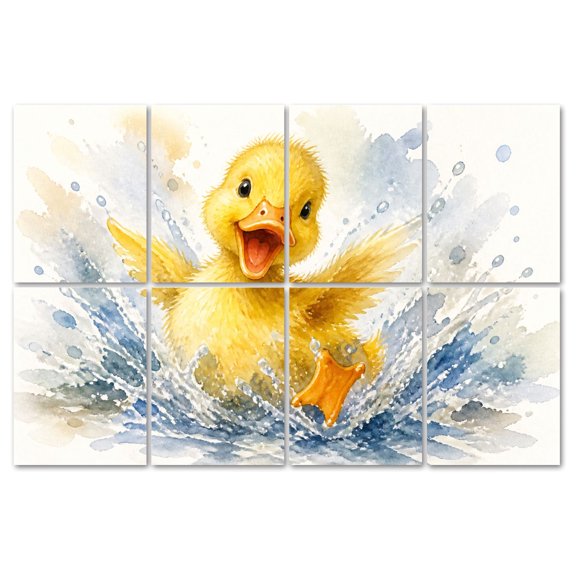 8 Pack Art Acoustic Panels Sound Absorbing Cute Yellow Duckling water bird animal Splashing Playful Expression Decorative Soundproof Wall Panels Self Adhesive for Recording Studios Office 48"x32"