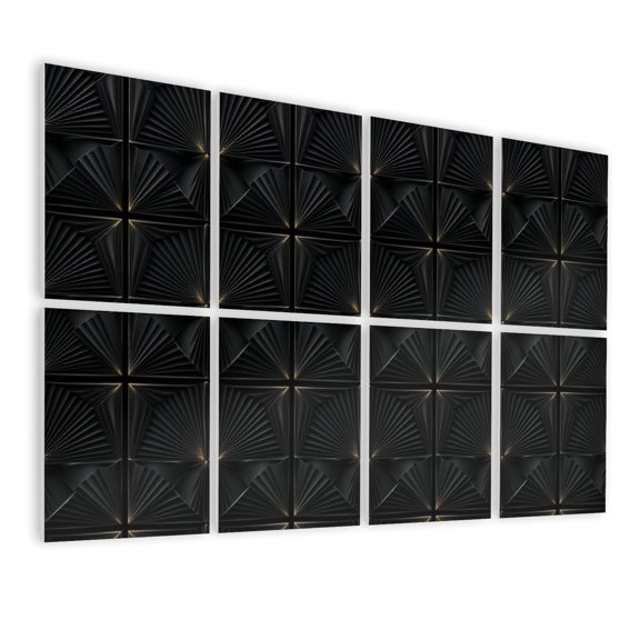8 Pack Art Acoustic Panels Sound Absorbing Dark Geometric Spiral Layered Abstract Wood Decorative Soundproof Wall Panels Self Adhesive for Nursery Game Room Bedroom 48"x32"