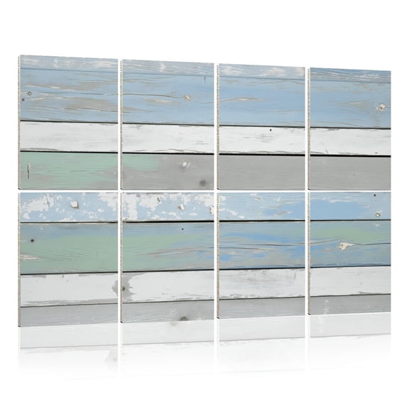 8 Pack Art Acoustic Panels Sound Absorbing Distressed Coastal Wood Plank Soft Pastel Colors Decorative Soundproof Wall Panels Self Adhesive for Nursery Game Room Bedroom 48"x32"
