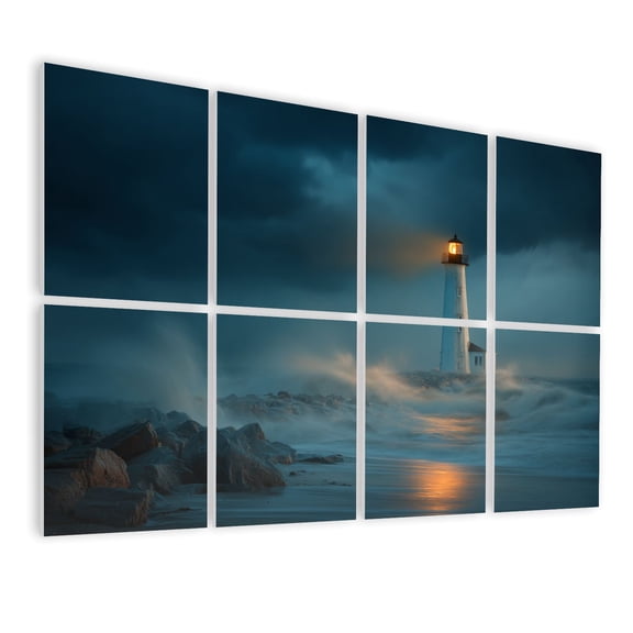 8 Pack Art Acoustic Panels Sound Absorbing Dramatic Lighthouse Artwork Glowing Reflections Decorative Soundproof Wall Panels Self Adhesive for Nursery Game Room Bedroom 48"x32"