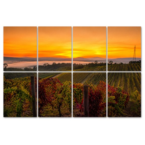 8 Pack Art Acoustic Panels Sound Absorbing Early Morning Vineyard Napa Autumn Valley Sunset Vieyard Decorative Soundproof Wall Panels Self Adhesive for Recording Studios Office 48"x32"