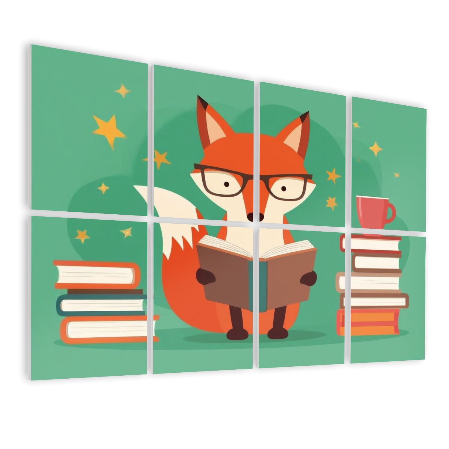 Panel For Reading 8 Pack Art Acoustic Panels Sound Absorbing Educational Reading Book Fox ...