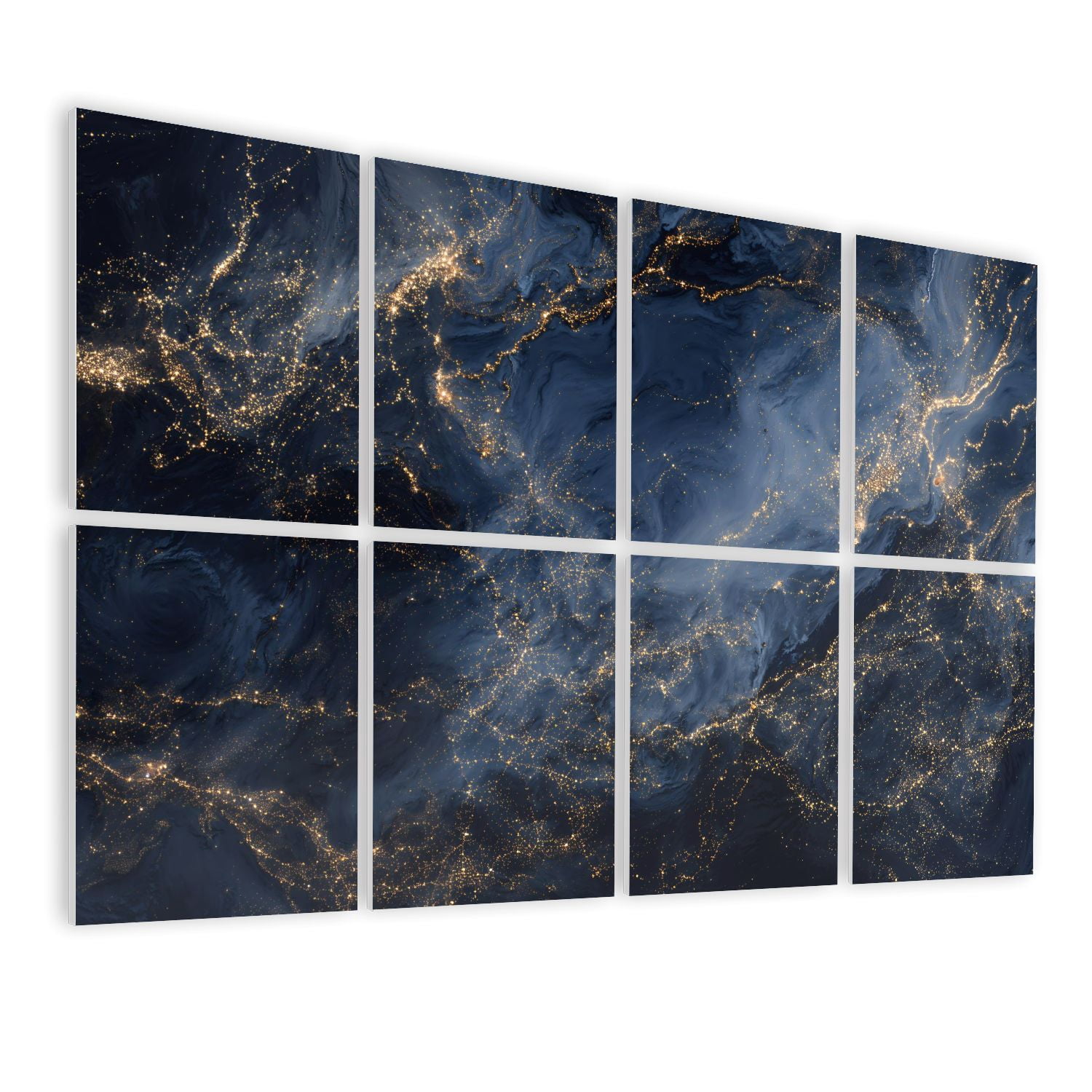 8 Pack Art Acoustic Panels Sound Absorbing Elegant Dark Blue Gold ...