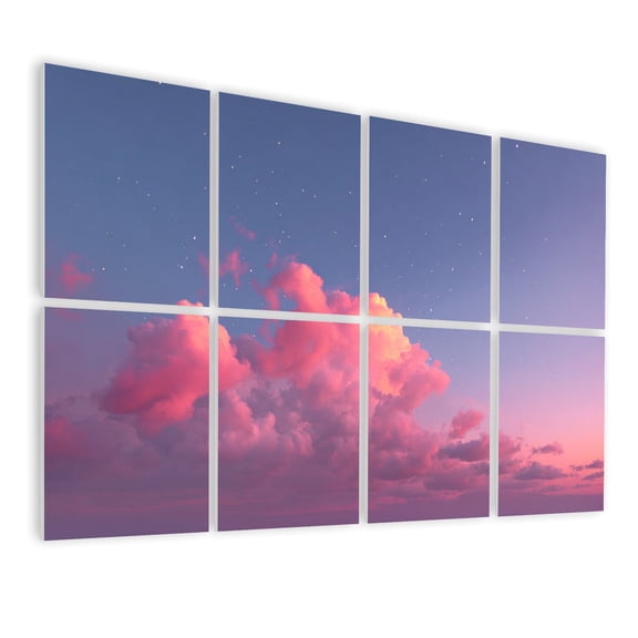 8 Pack Art Acoustic Panels Sound Absorbing Ethereal Horizon Candy Clouds Sparkling Decorative Soundproof Wall Panels Self Adhesive for Nursery Game Room Girls Bedroom 48"x32"