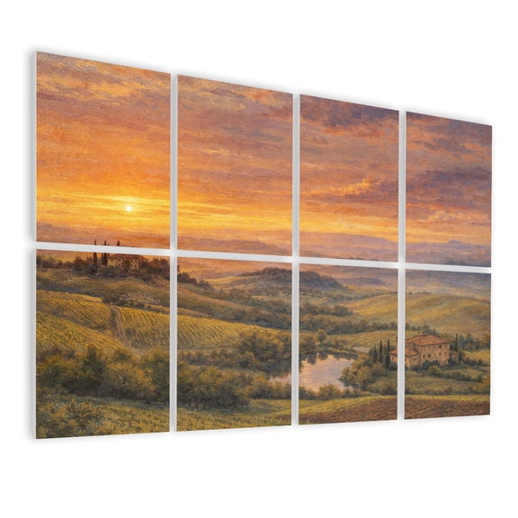 8 Pack Art Acoustic Panels Sound Absorbing Farm dawn Sunset Italy Vineyard Sky Scenics Nature Decorative Soundproof Wall Panels Self Adhesive for Nursery Game Room Office Bedroom Italy Lover 48"x32"