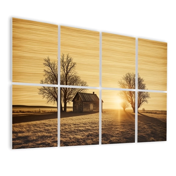 8 Pack Art Acoustic Panels Sound Absorbing Farmhouse Country Painting Old Barn Cabin Sunset View Panoramic Nature Decorative Soundproof Wall Panels Self Adhesive for Nursery Game Room Bedroom 48"x32"