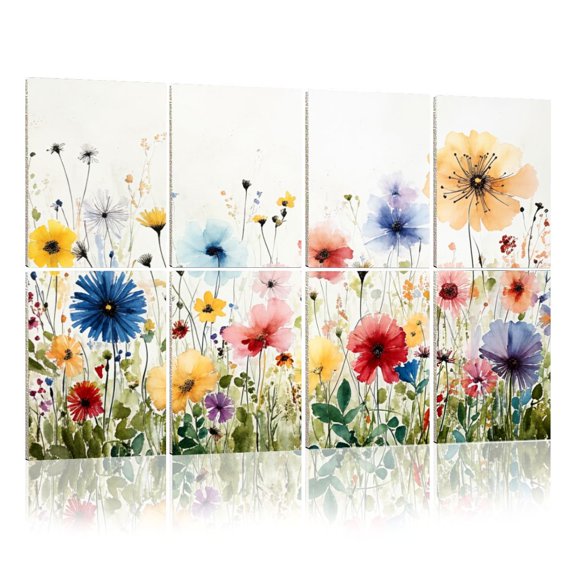 8 Pack Art Acoustic Panels Sound Absorbing Flower Watercolor Cottagecore Colorful Summer Decor Decorative Soundproof Wall Panels Self Adhesive for Nursery Game Room Bedroom 48"x32"