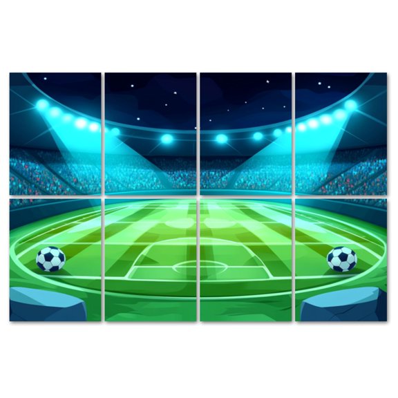 8 Pack Art Acoustic Panels Sound Absorbing Football Field Sports Stadium Football Sports Football Fans Stadium Decorative Soundproof Wall Panels Self Adhesive for Recording Studios Office 48"x32"