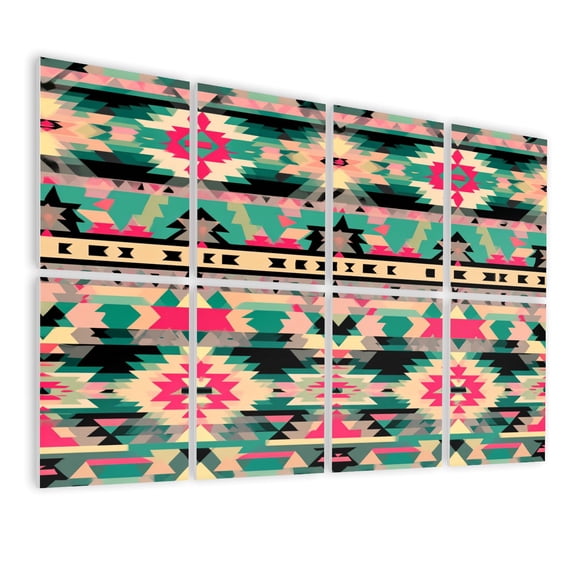 8 Pack Art Acoustic Panels Sound Absorbing Geometric Tribal Bold Colors Sharp Shapes Decorative Soundproof Wall Panels Self Adhesive for Nursery Game Room Bedroom 48"x32"