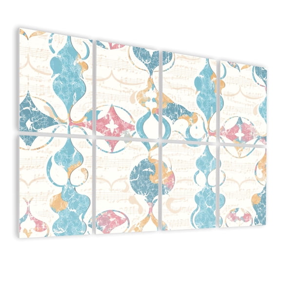 8 Pack Art Acoustic Panels Sound Absorbing Geometry texture modern geometric grunge blue beige white Decorative Soundproof Wall Panels Self Adhesive for Nursery Game Room Bedroom 48"x32"