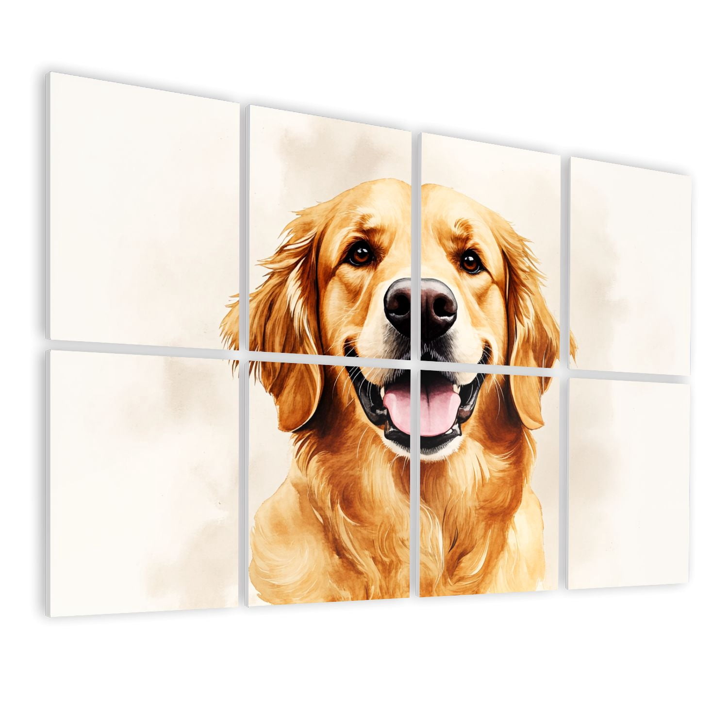 8 Pack Art Acoustic Panels Sound Absorbing Golden Retriever Dog Portrait Decorative Soundproof Wall Panels Self Adhesive for Nursery Game Room Bedroom 48"x32"