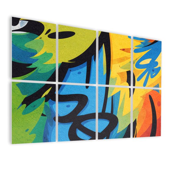 8 Pack Art Acoustic Panels Sound Absorbing Graffiti Green Color Multi Abstract Colored Decorative Soundproof Wall Panels Self Adhesive for Nursery Game Room Bedroom 48"x32"