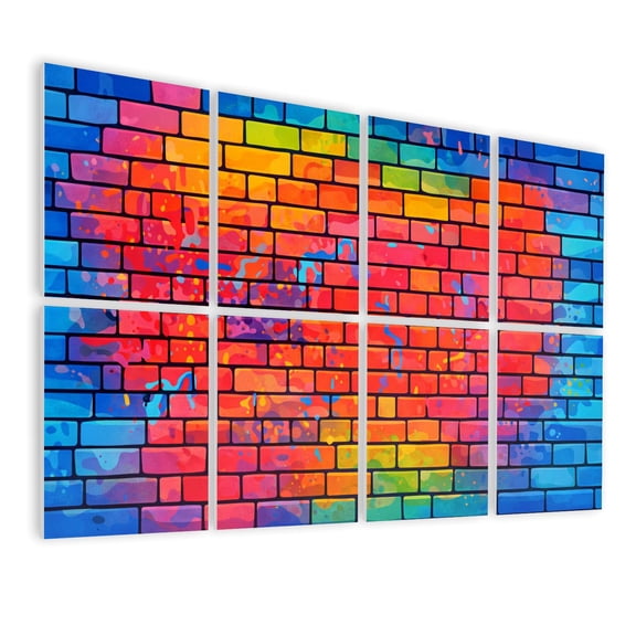 8 Pack Art Acoustic Panels Sound Absorbing Graffiti brick wall Decorative Soundproof Wall Panels Self Adhesive for Nursery Game Room Bedroom 48"x32"
