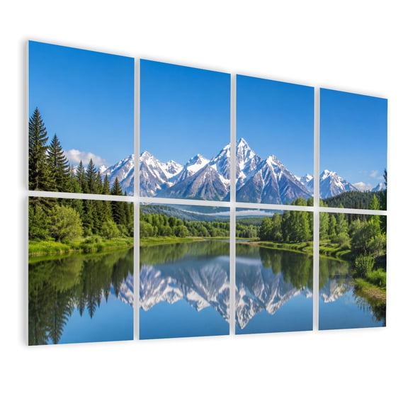 8 Pack Art Acoustic Panels Sound Absorbing Grand Tetons from Oxbow Bend Wyoming Decorative Soundproof Wall Panels Self Adhesive for Nursery Game Room Bedroom 48"x32"