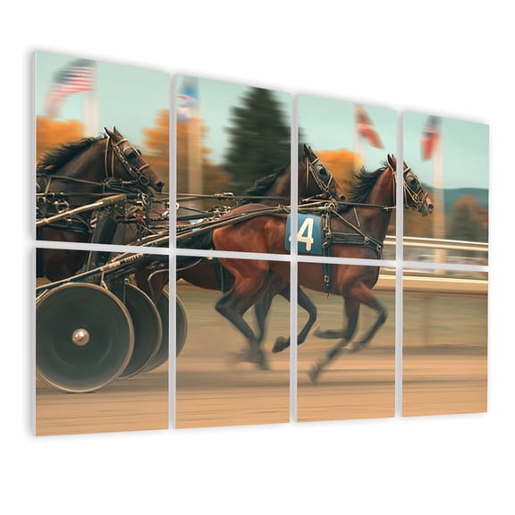 8 Pack Art Acoustic Panels Sound Absorbing Harness Horse Race Decorative Soundproof Wall Panels Self Adhesive for Nursery Game Room Bedroom 48"x32"