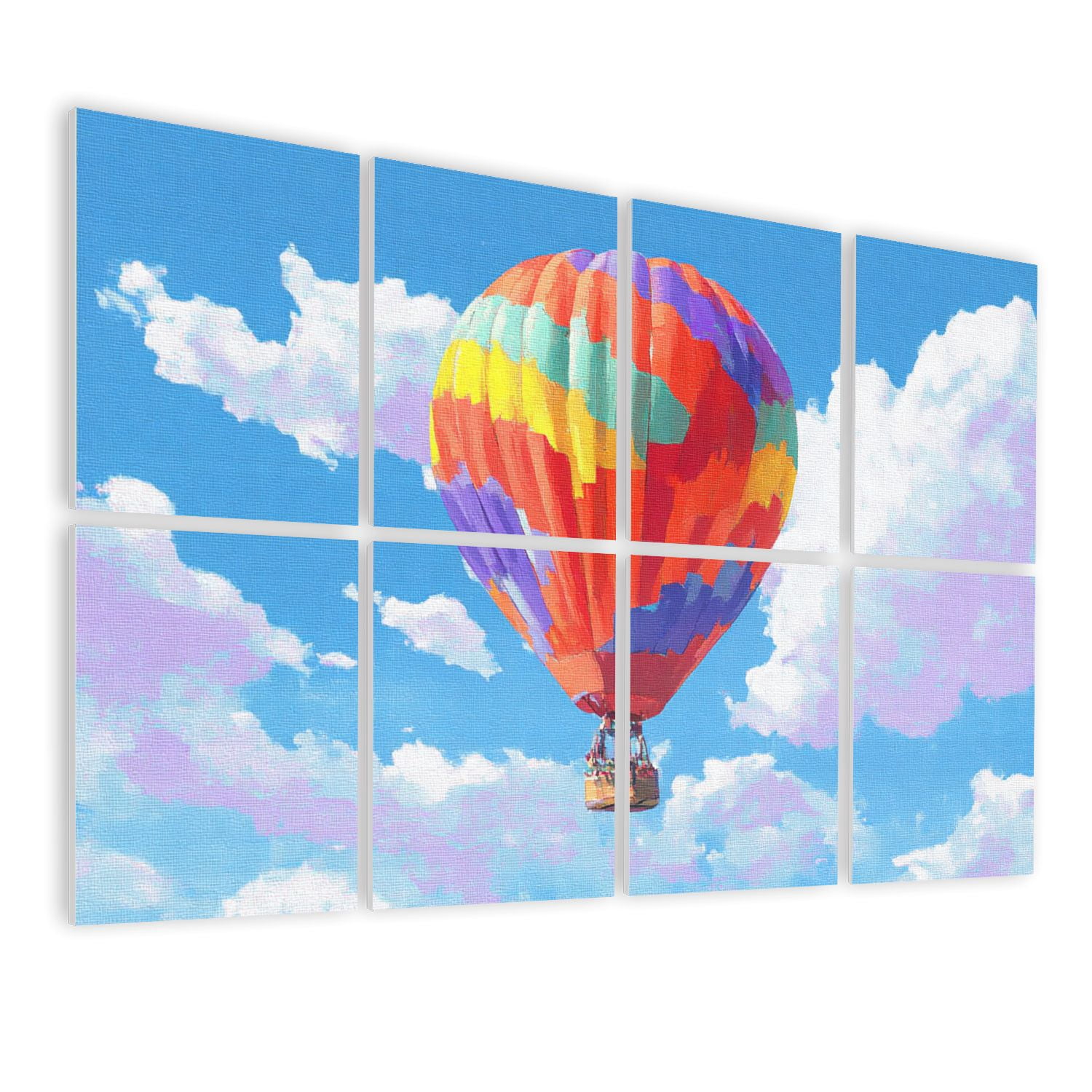 8 Pack Art Acoustic Panels Sound Absorbing Hot Air Balloon Landscape Embroidery Rhinestone Decorative Soundproof Wall Panels Self Adhesive for Nursery Game Room Bedroom 48"x32"