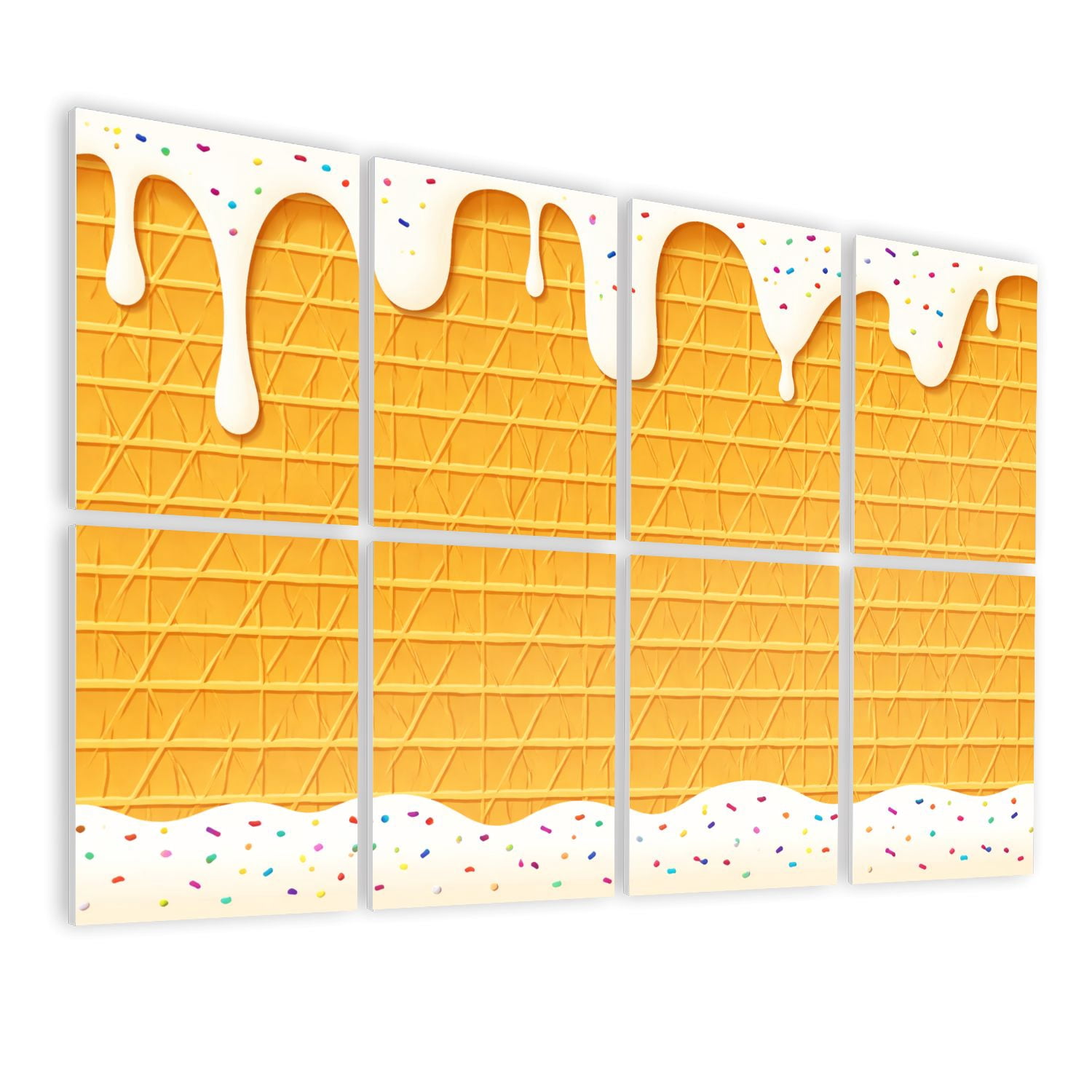 8 Pack Art Acoustic Panels Sound Absorbing Ice Cream Cone Dripping White Glaze Wafer Texture Abstract Decorative Soundproof Wall Panels Self Adhesive for Nursery Game Room Bedroom 48"x32"