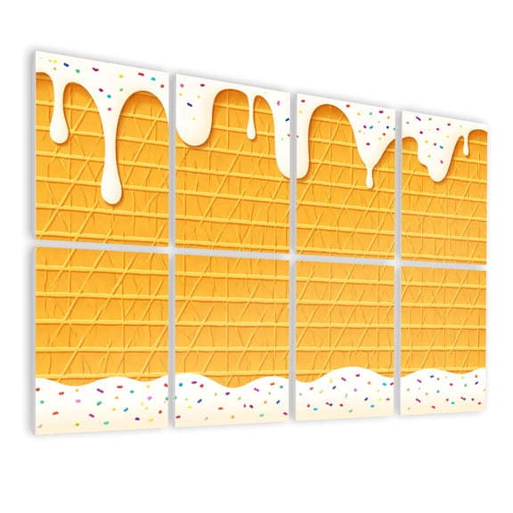 8 Pack Art Acoustic Panels Sound Absorbing Ice Cream Cone Dripping White Glaze Wafer Texture Abstract Decorative Soundproof Wall Panels Self Adhesive for Nursery Game Room Bedroom 48"x32"