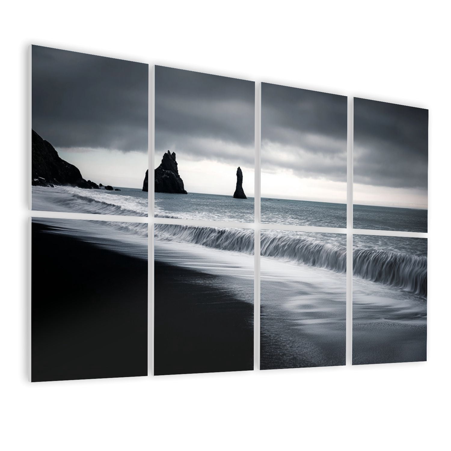 8 Pack Art Acoustic Panels Sound Absorbing Iceland black sand beach Decorative Soundproof Wall Panels Self Adhesive for Nursery Game Room Bedroom 48"x32"