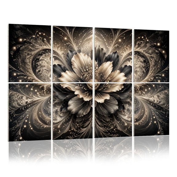 8 Pack Art Acoustic Panels Sound Absorbing Ink Rose Abstract Floral Onyx Roses Large Petals Abstract Foliage Decorative Soundproof Wall Panels Self Adhesive for Nursery Game Room Bedroom 48"x32"