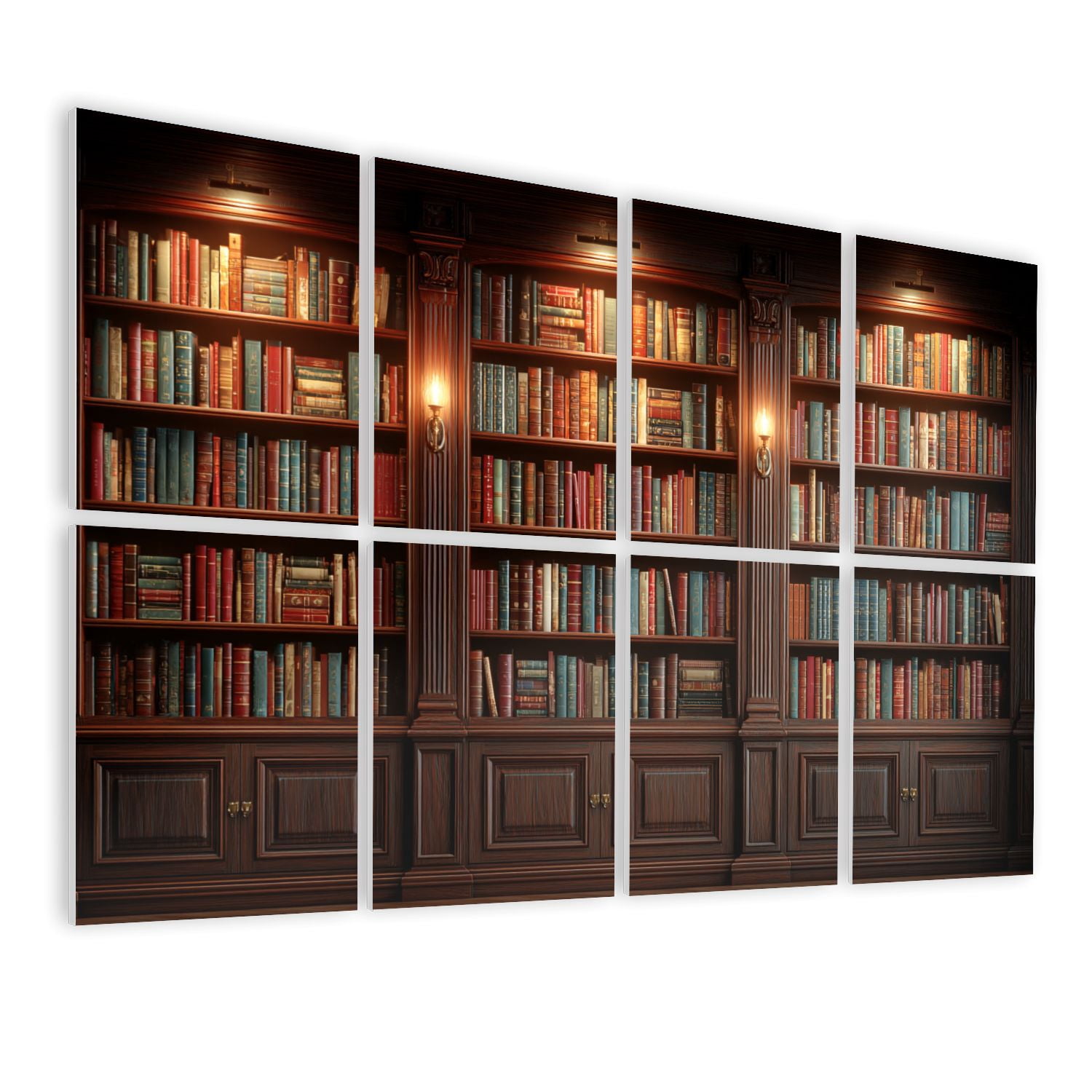 8 Pack Art Acoustic Panels Sound Absorbing Inviting Library Soft Candlelit Ambiance Decorative Soundproof Wall Panels Self Adhesive for Nursery Game Room Bedroom 48"x32"