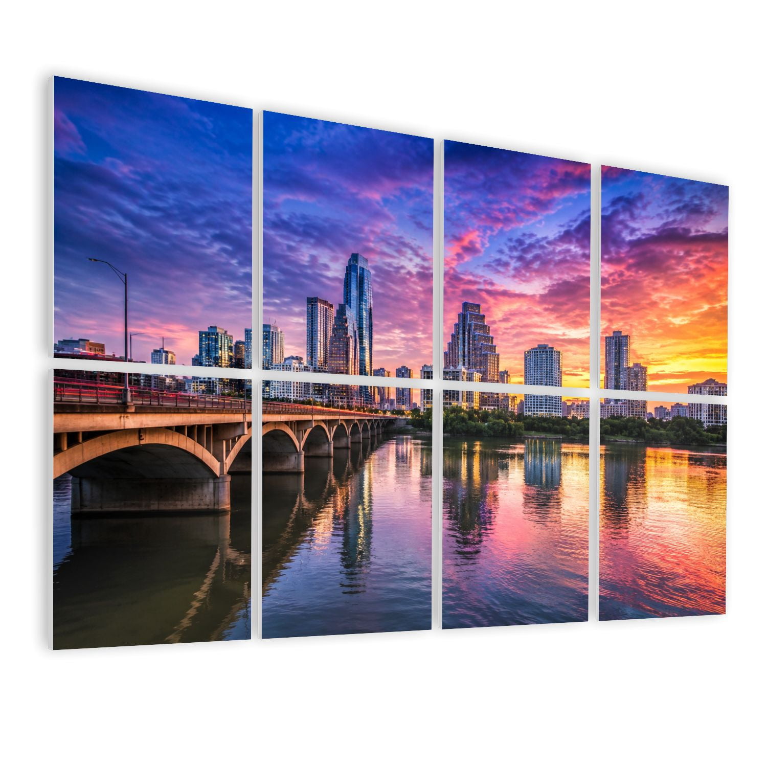 8 Pack Art Acoustic Panels Sound Absorbing Jacksonville Florida Skyline Decorative Soundproof Wall Panels Self Adhesive for Nursery Game Room Bedroom 48"x32"