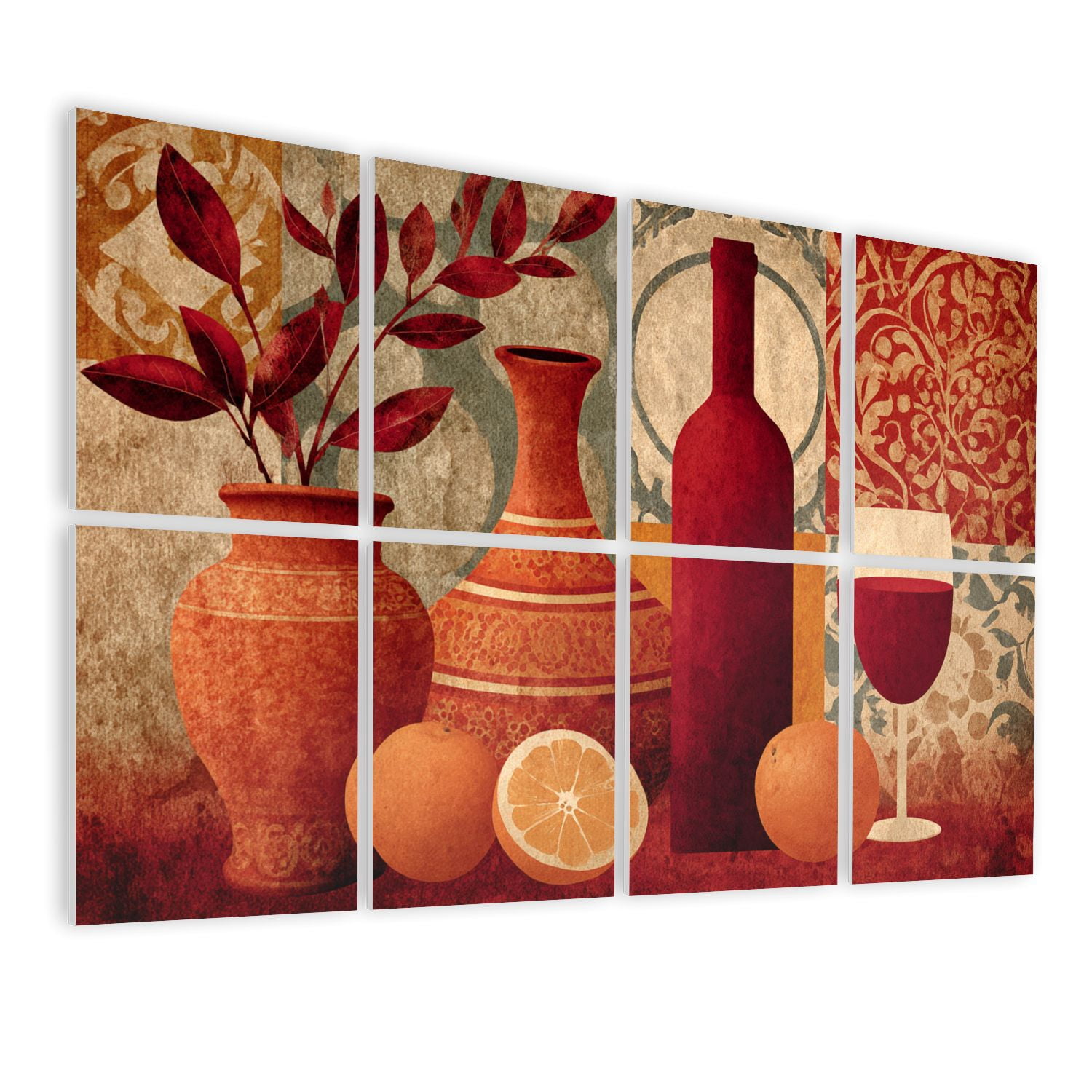 8 Pack Art Acoustic Panels Sound Absorbing Kitchen Living Room Dining Room Wine Glass Mural Still Life Abstract Decorative Soundproof Wall Panels Self Adhesive for Nursery Game Room Bedroom 48"x32"