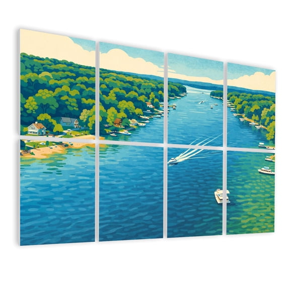 8 Pack Art Acoustic Panels Sound Absorbing Lake Ozarks Decorative Soundproof Wall Panels Self Adhesive for Nursery Game Room Bedroom 48"x32"