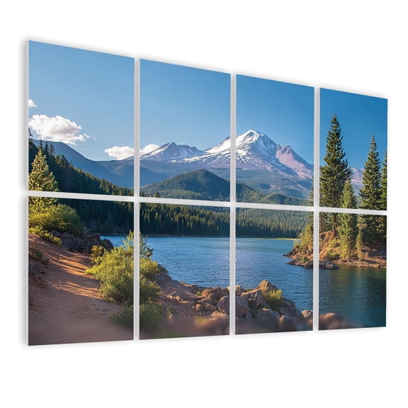 8 Pack Art Acoustic Panels Sound Absorbing Lake Siskiyou Mt Shasta panorama Decorative Soundproof Wall Panels Self Adhesive for Nursery Game Room Bedroom 48"x32"