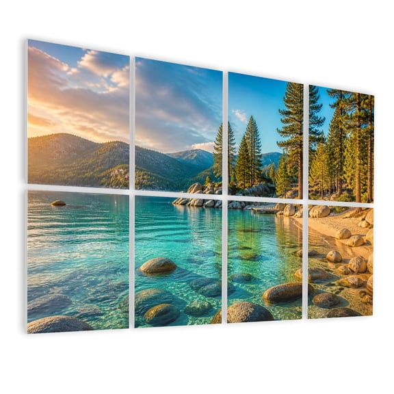 8 Pack Art Acoustic Panels Sound Absorbing Lake Tahoe Decorative Soundproof Wall Panels Self Adhesive for Nursery Game Room Bedroom 48"x32"