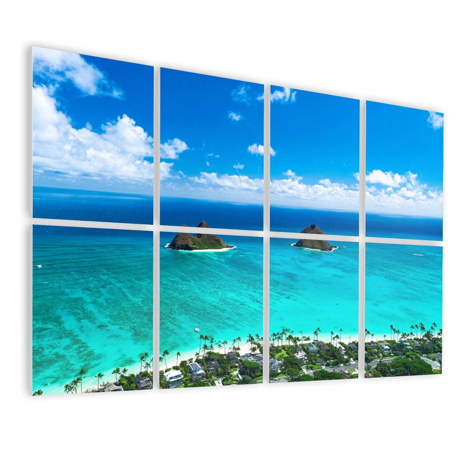 8 Pack Art Acoustic Panels Sound Absorbing Lanikai Beach seen Kailua Oahu Hawaii Decorative Soundproof Wall Panels Self Adhesive for Nursery Game Room Bedroom 48"x32"