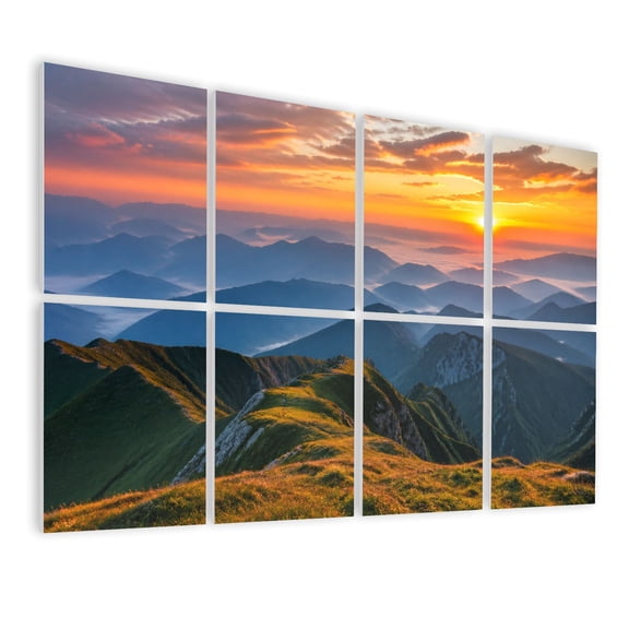 8 Pack Art Acoustic Panels Sound Absorbing Majestic Mountain Landscape Rolling Hills Misty Valleys Sunrise Decorative Soundproof Wall Panels Self Adhesive for Nursery Game Room Bedroom 48"x32"