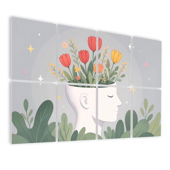 8 Pack Art Acoustic Panels Sound Absorbing Mental health self care Decorative Soundproof Wall Panels Self Adhesive for Clinic Hospital 48"x32"