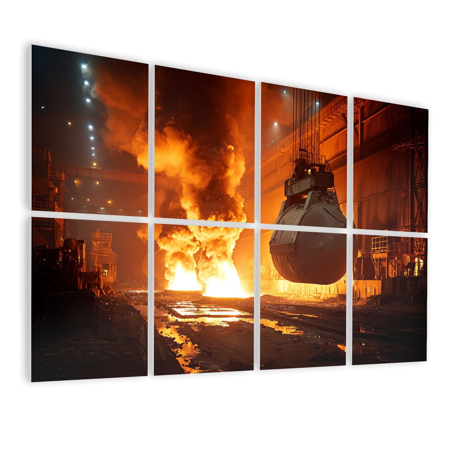 8 Pack Art Acoustic Panels Sound Absorbing Metal smelting furnace steel mills Decorative Soundproof Wall Panels Self Adhesive for Nursery Game Room Bedroom 48"x32"