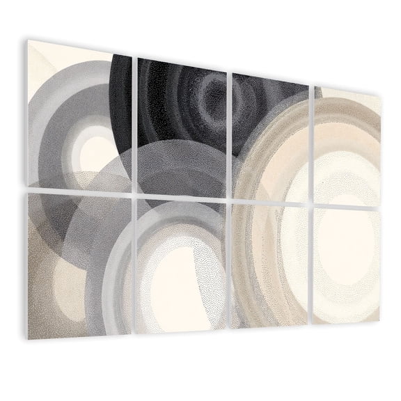 8 Pack Art Acoustic Panels Sound Absorbing Modern Geometric Beige Gray Tones Decorative Soundproof Wall Panels Self Adhesive for Nursery Game Room Bedroom 48"x32"