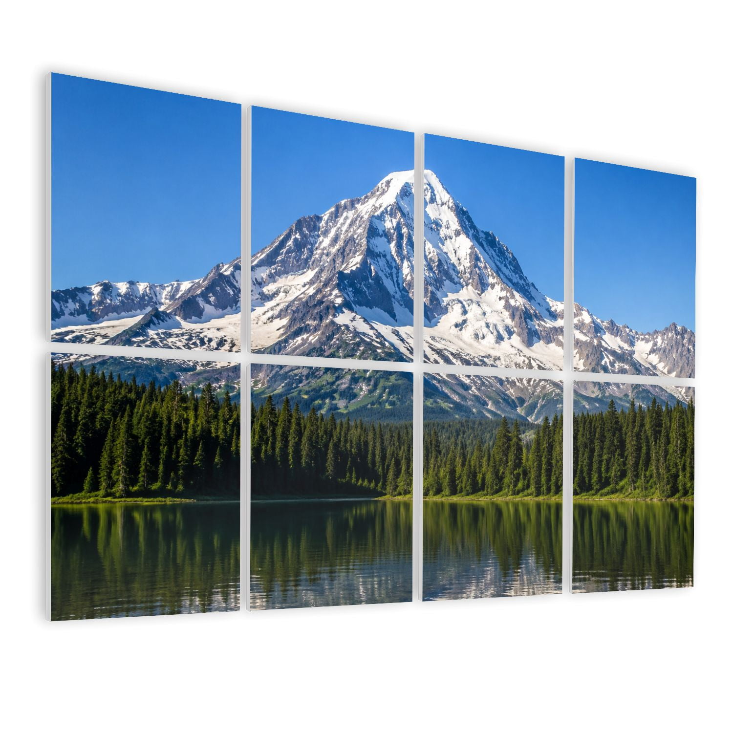 8 Pack Art Acoustic Panels Sound Absorbing Mt Rainier black white Decorative Soundproof Wall Panels Self Adhesive for Nursery Game Room Bedroom 48"x32"