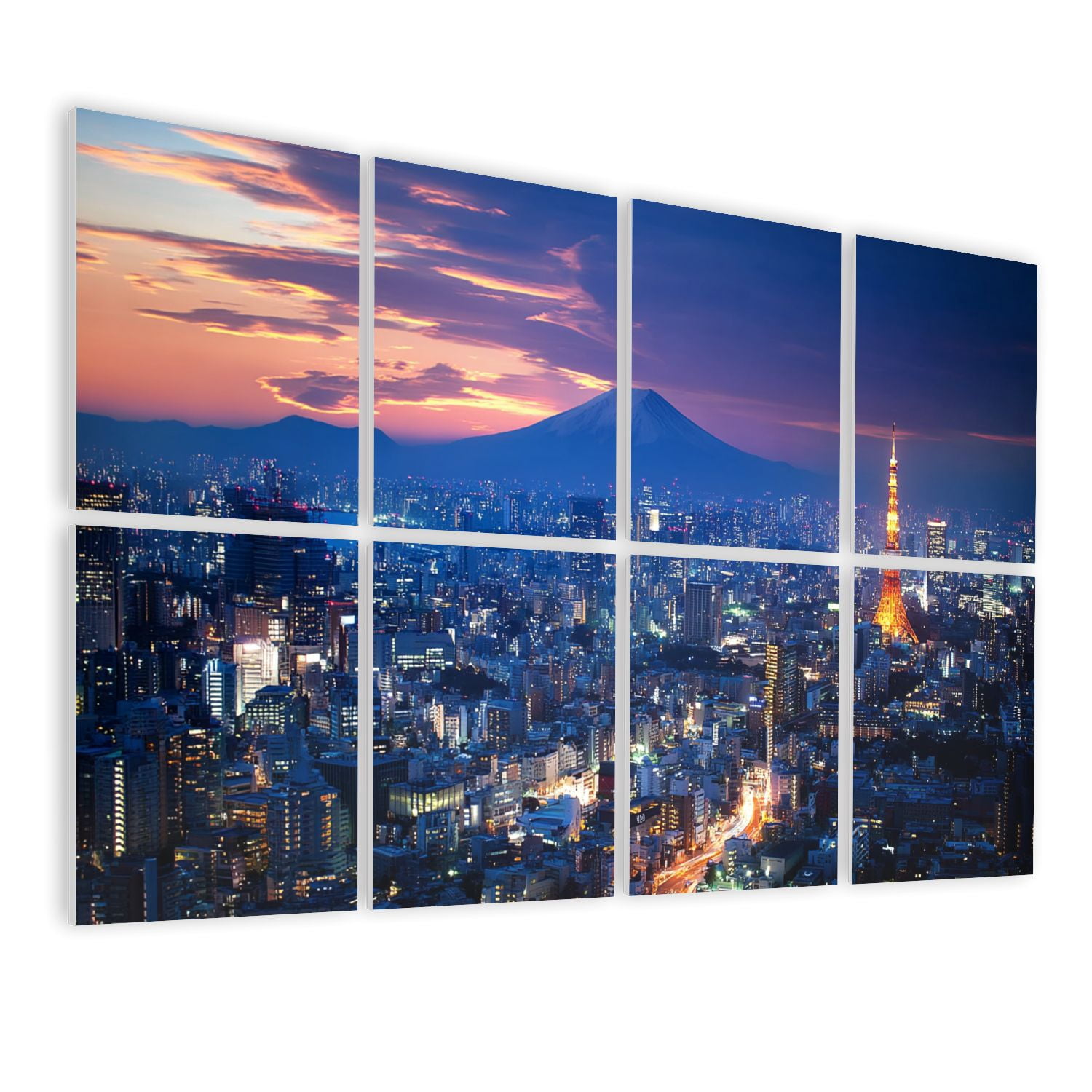 8 Pack Art Acoustic Panels Sound Absorbing Mt Tokyo skyline Decorative Soundproof Wall Panels Self Adhesive for Nursery Game Room Bedroom 48"x32"