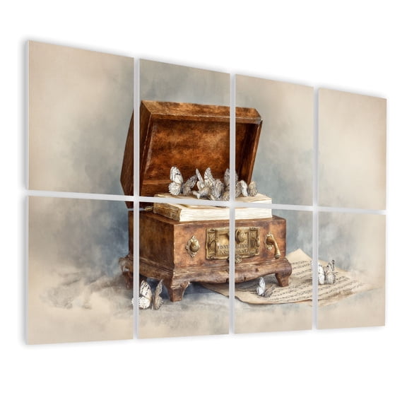 8 Pack Art Acoustic Panels Sound Absorbing Music Box Animals Country Rustic Butterflies Flowers Music Notes Faded Decorative Soundproof Wall Panels Self Adhesive for Nursery Game Room Bedroom 48"x32"