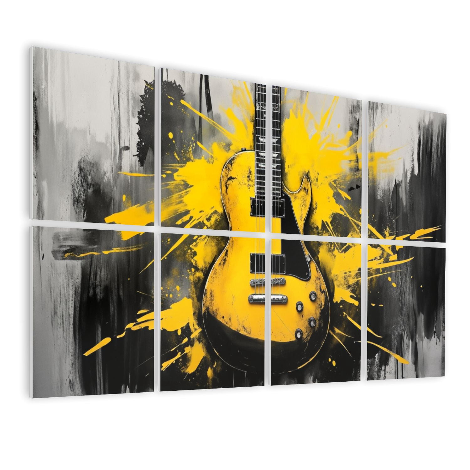 8 Pack Art Acoustic Panels Sound Absorbing Musical Instrument Graffiti Yellow Jazz Drum Piano Pop Music Decorative Soundproof Wall Panels Self Adhesive for Nursery Game Room Bedroom 48"x32"