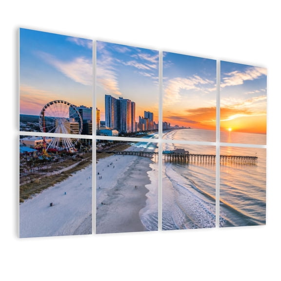 8 Pack Art Acoustic Panels Sound Absorbing Myrtle Beach South SC Skyline Aerial View Decorative Soundproof Wall Panels Self Adhesive for Nursery Game Room Bedroom 48"x32"