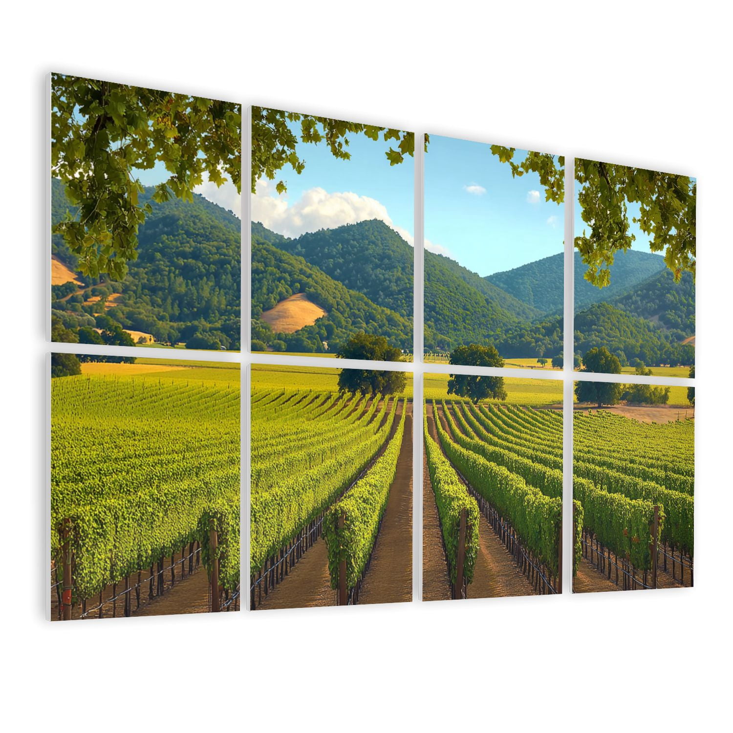 8 Pack Art Acoustic Panels Sound Absorbing Napa Valley California Vineyard Winery Decorative Soundproof Wall Panels Self Adhesive for Nursery Game Room Bedroom 48"x32"