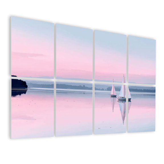 8 Pack Art Acoustic Panels Sound Absorbing Nautical Sailing Coastal Sailboat Ocean Ship Sea Level Boat Sailboats Decorative Soundproof Wall Panels Self Adhesive for Nursery Game Room Bedroom 48"x32"