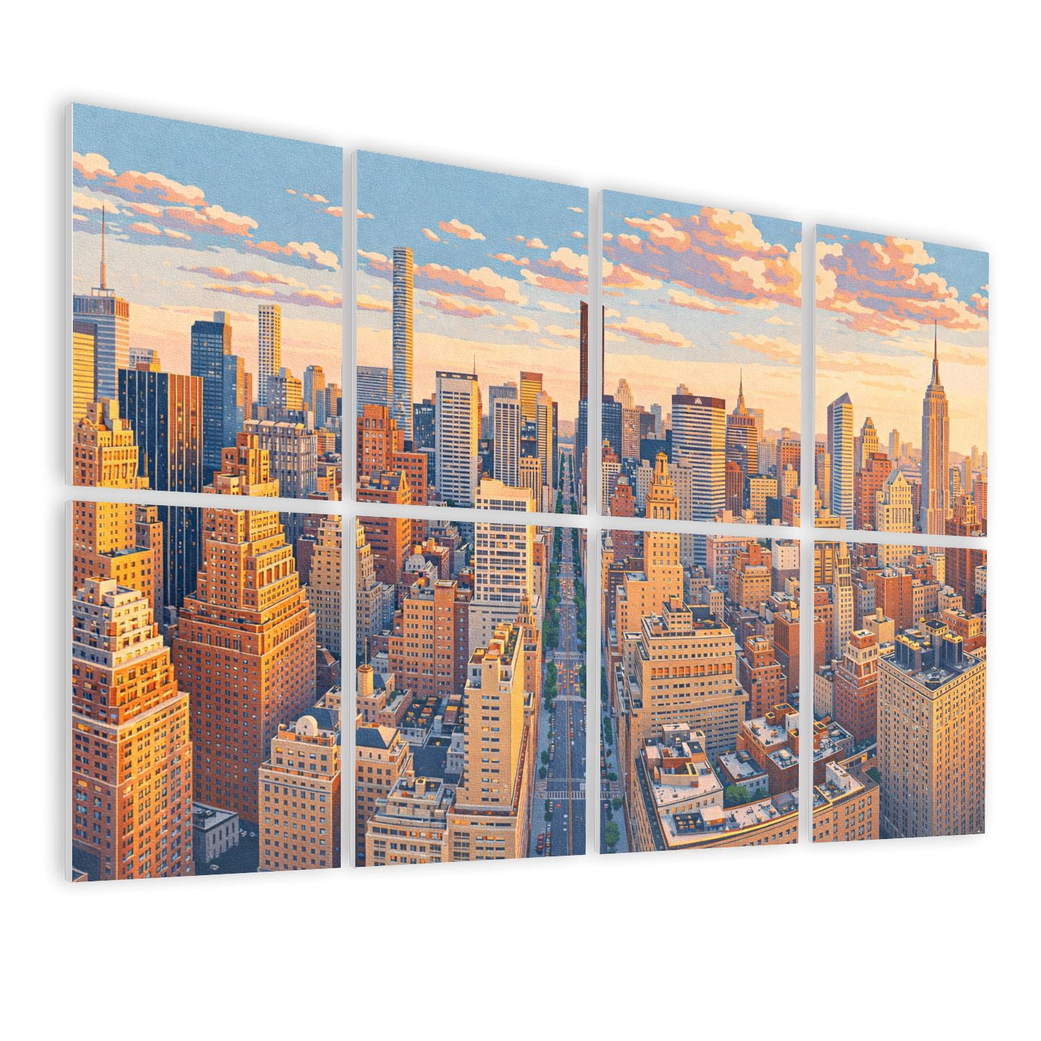 8 Pack Art Acoustic Panels Sound Absorbing New York City NYC Decorative Soundproof Wall Panels Self Adhesive for Nursery Game Room Bedroom 48"x32"