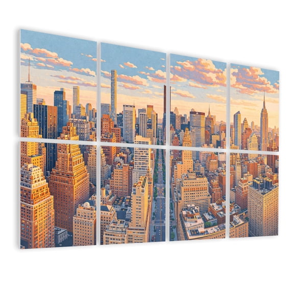 8 Pack Art Acoustic Panels Sound Absorbing New York City NYC Decorative Soundproof Wall Panels Self Adhesive for Nursery Game Room Bedroom 48"x32"