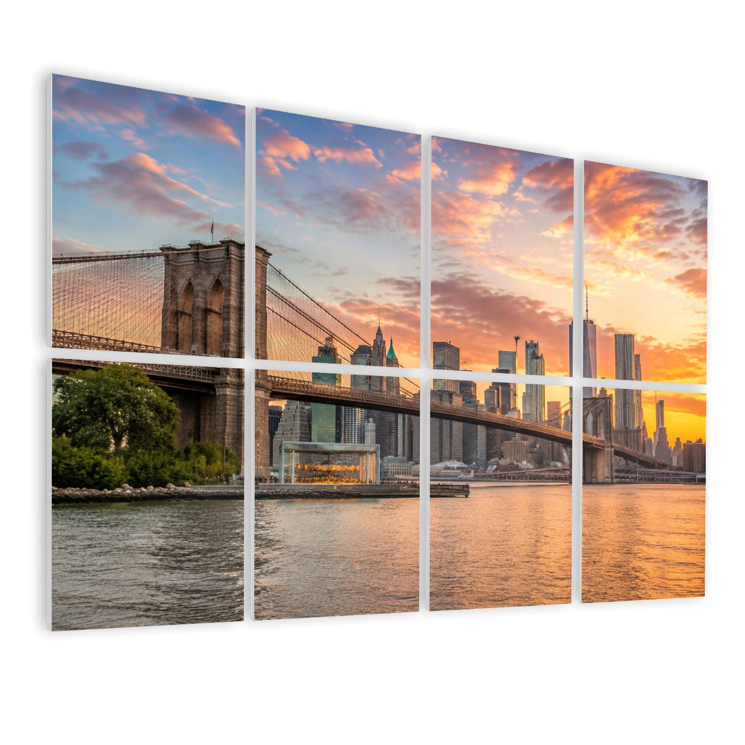 8 Pack Art Acoustic Panels Sound Absorbing New York City Skyline Decorative Soundproof Wall Panels Self Adhesive for Nursery Game Room Bedroom 48"x32"