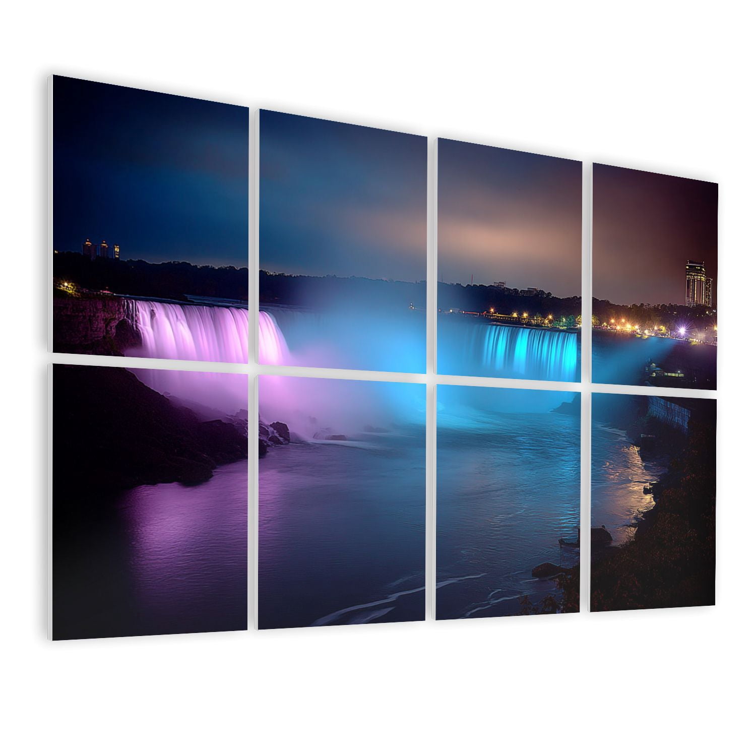 8 Pack Art Acoustic Panels Sound Absorbing Niagara Falls night Canada North America Decorative Soundproof Wall Panels Self Adhesive for Nursery Game Room Bedroom 48"x32"