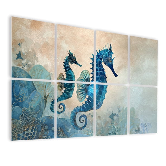 8 Pack Art Acoustic Panels Sound Absorbing Ocean Bathroom Beach Sea Turtle Octopus Sea Animals Nautical Decorative Soundproof Wall Panels Self Adhesive for Nursery Game Room Bedroom 48"x32"