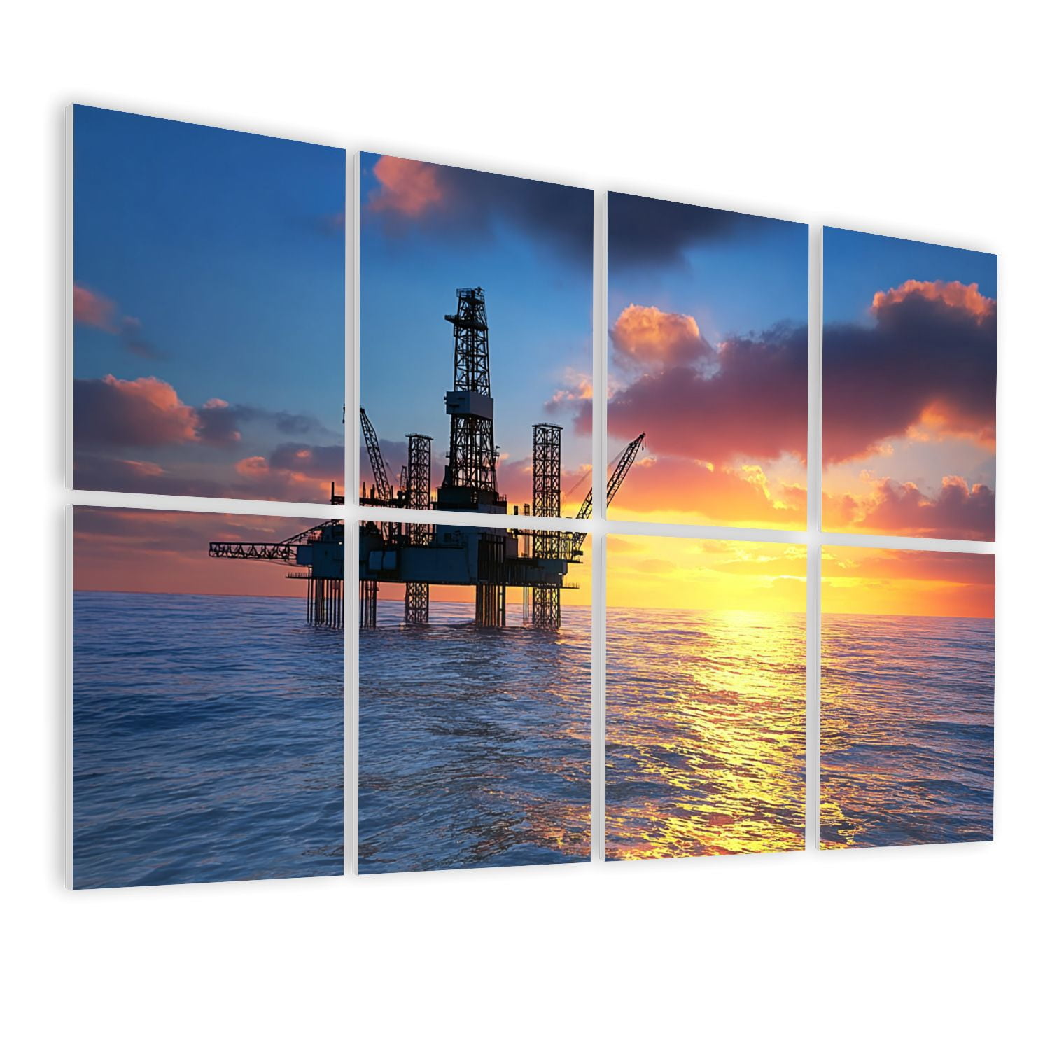 8 Pack Art Acoustic Panels Sound Absorbing Oil platform sea Decorative Soundproof Wall Panels Self Adhesive for Nursery Game Room Bedroom 48"x32"